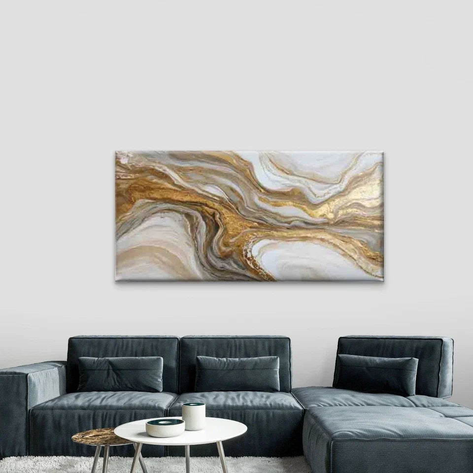 Elegance Golden Blend Paintings Wall Art Canvas Office Home Room Framed 120x60cm