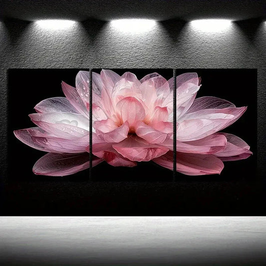 3pcs Decorative Elegant Glass Flower Metal Print Ready to Hang Art