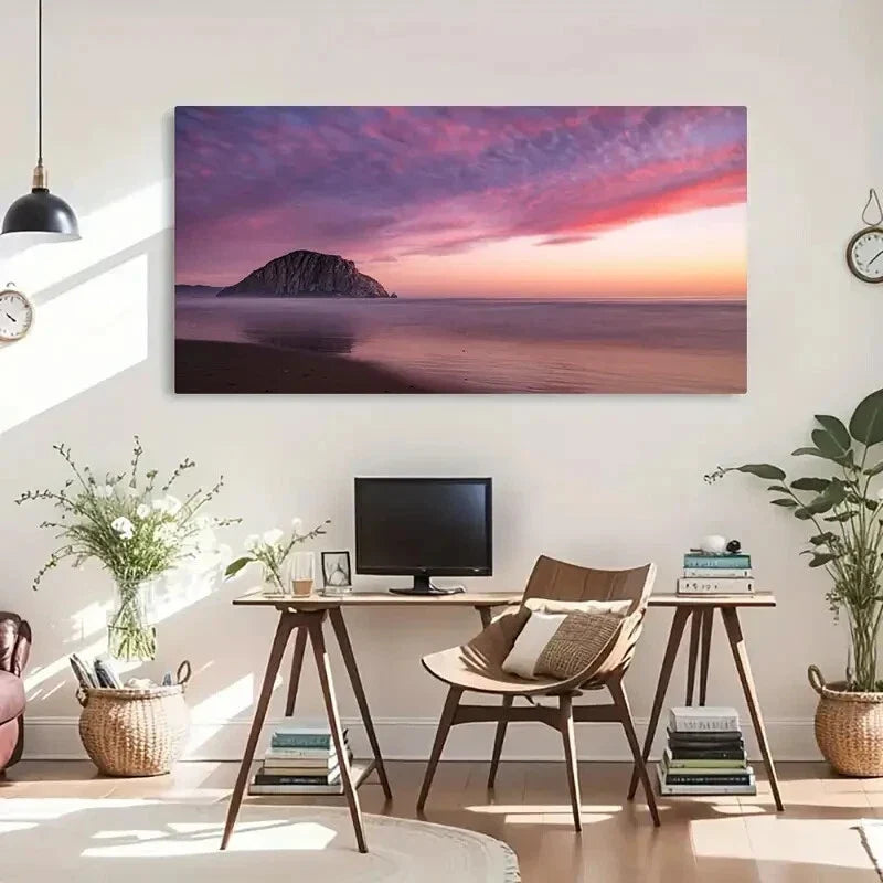 Retro Style Seaside Landscape Wall Art Canvas Office Home Room Framed 120x60cm