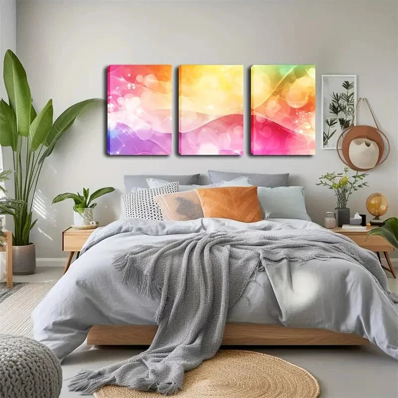 3pcs Triptych with Transparent Bubble Accents Wall Art Set Canvas Framed 40x60cm - High Quality Print 100% Australian Made Wall Canvas Ready to Hang