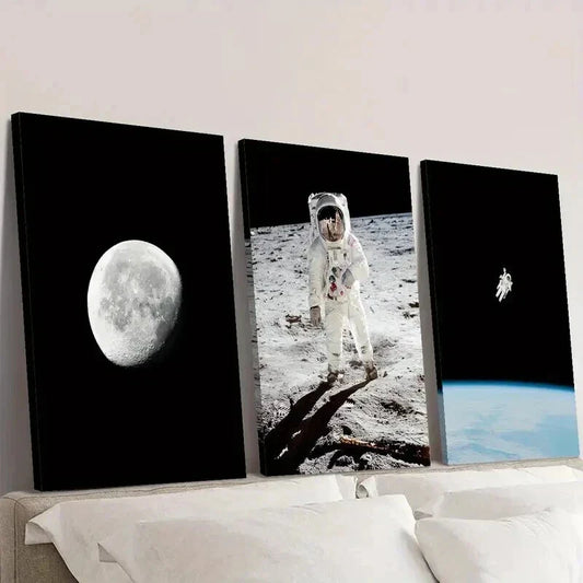 3pcs Space Exploration Science Fiction Themed Wall Art Set Canvas Framed 40x60cm - High Quality Print 100% Australian Made Wall Canvas Ready to Hang