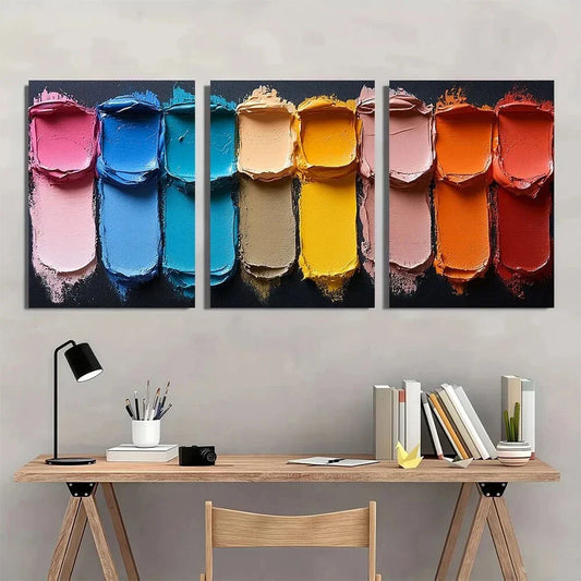 3pcs Vibrant Abstract Rich Color Metal Print Ready to Hang Art