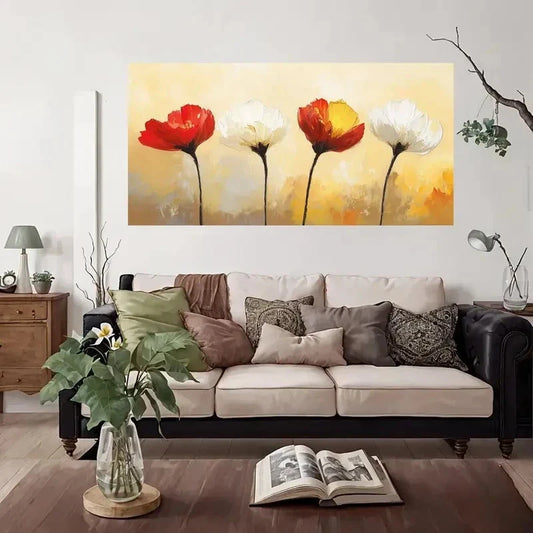 Abstract Floral Color Wall Art Canvas Office Home Room Framed 80x45cm