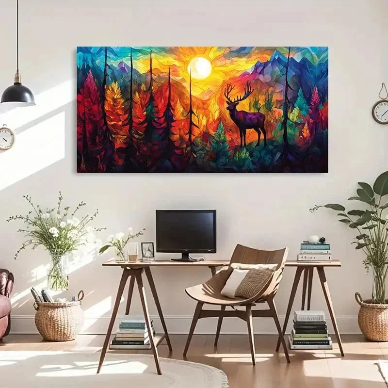 Sunset Vibrant Aesthetic Décor Wall Art Canvas Office Home Room Framed 120x60cm