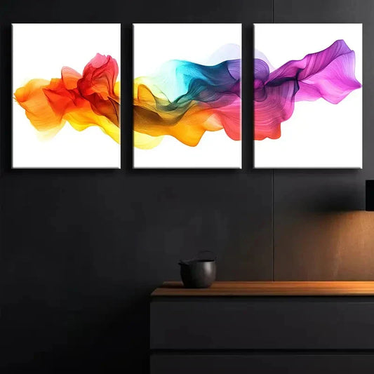 3pcs Rainbow Northern Lights Colorful Perfect Wall Art Set Canvas Framed 40x60cm - High Quality Print 100% Australian Made Wall Canvas Ready to Hang