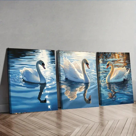 3pcs Colorful Painting Blue Water Perfect Wall Art Set Canvas Framed 40x60cm - High Quality Print 100% Australian Made Wall Canvas Ready to Hang