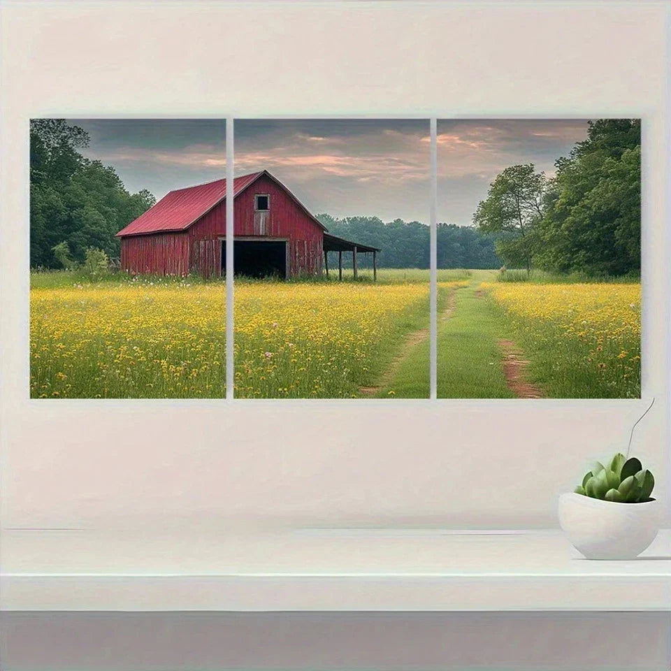 3pcs Serene Spring Scene Blooming Flowers Metal Print Ready to Hang Art