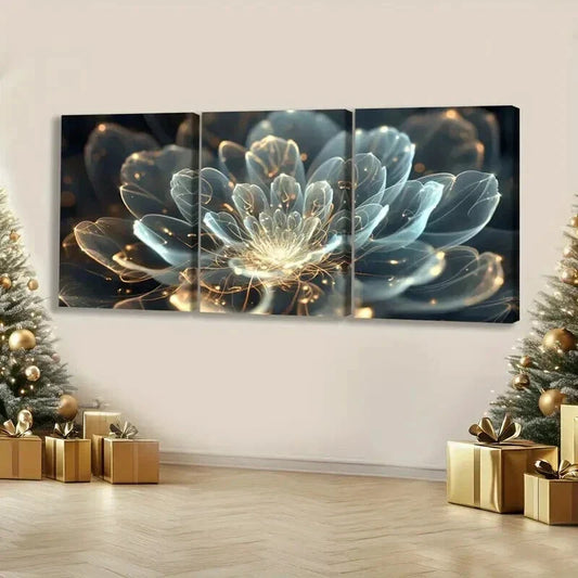 3pcs Blooming Fantasy Flower Design Wall Art Set Canvas Framed 40x60cm - High Quality Print 100% Australian Made Wall Canvas Ready to Hang