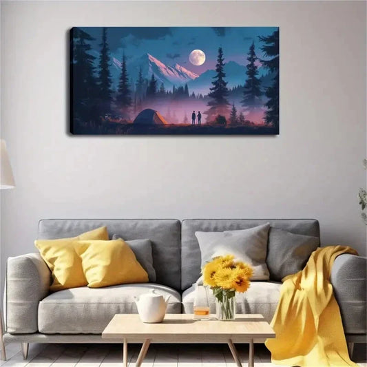 The Open Space A Tent Pitched Wall Art Canvas Office Home Room Framed 120x60cm