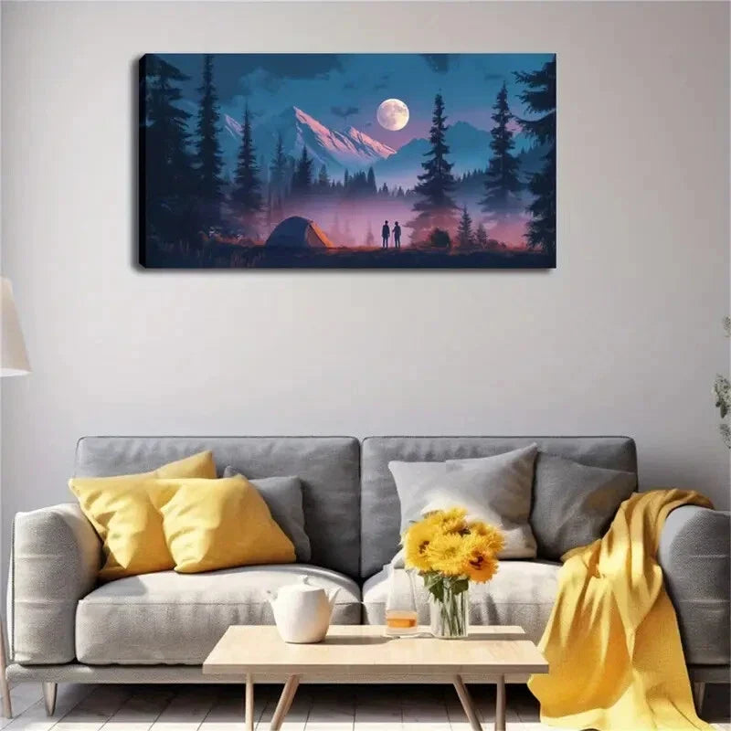The Open Space A Tent Pitched Wall Art Canvas Office Home Room Framed 120x60cm