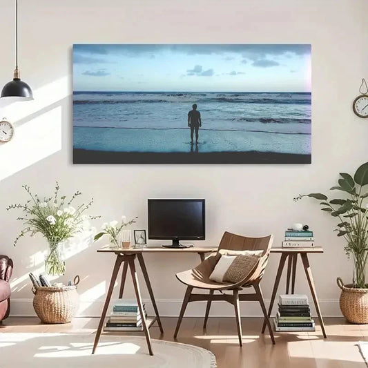 Tranquil Seaside Scene Lone Wall Art Canvas Office Home Room Framed 120x60cm