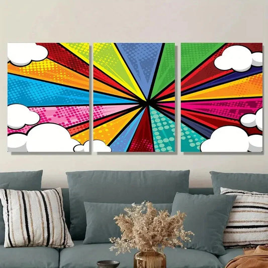3pcs olorful Pop Art Vibrant Abstract Metal Print Ready to Hang Art