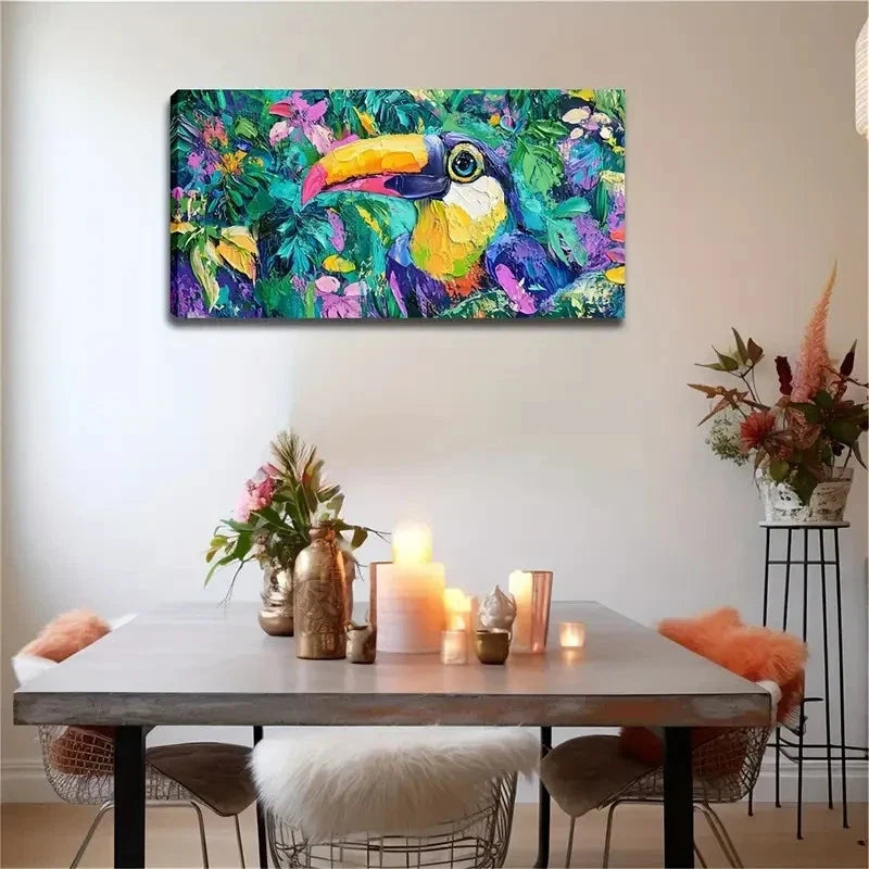 Bird with Deep Blue Feathers Wall Art Canvas Office Home Room Framed 120x60cm