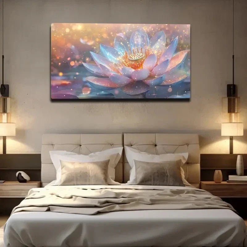 Lotus Flower Presenting Light Wall Art Canvas Office Home Room Framed 120x60cm