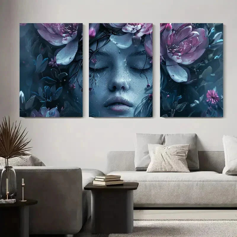 3pcs Whimsical Butterfly Portrait Butterfly Girl Metal Print Ready to Hang Art