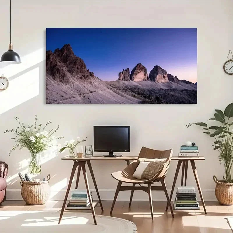 Mountain & Blue Sky Panorama Wall Art Canvas Office Home Room Framed 120x60cm