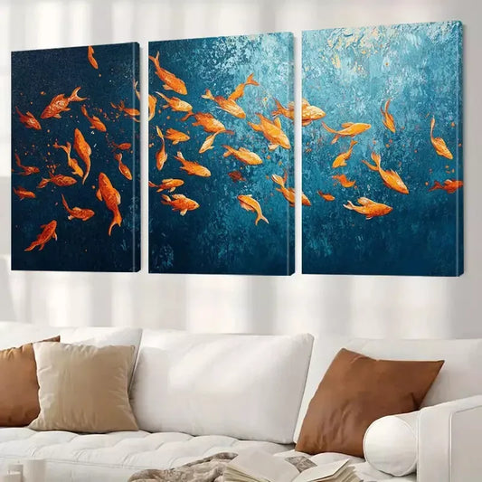 3pcs Underwater Fish Aesthetic Decorative Wall Art Set Canvas Framed 40x60cm - High Quality Print 100% Australian Made Wall Canvas Ready to Hang