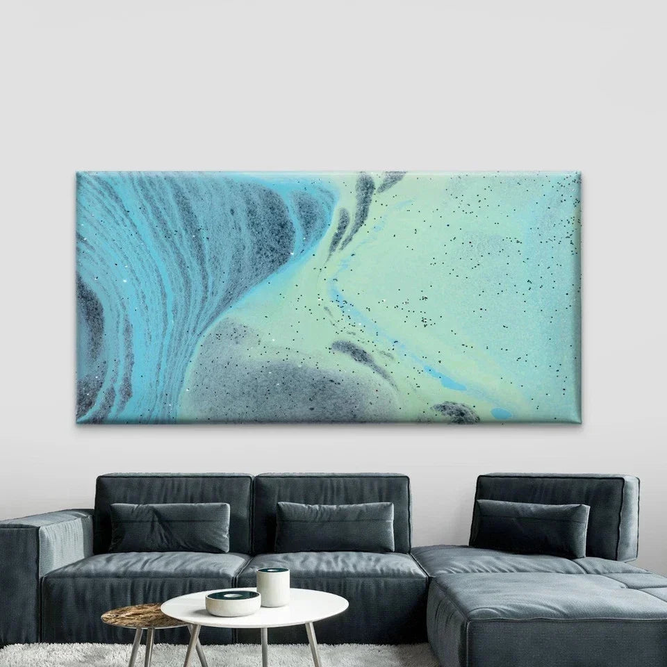 Abstract Blue Background Wall Art Canvas Office Home Room Framed 80x45cm