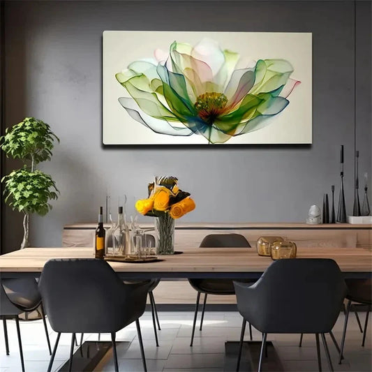 Modern Minimalist Green Floral Wall Art Canvas Office Home Room Framed 80x45cm