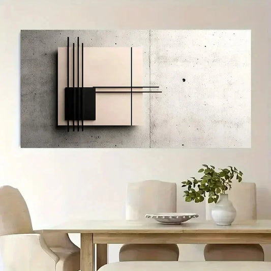 Black White Geometric Modern Wall Art Canvas Office Home Room Framed 120x60cm