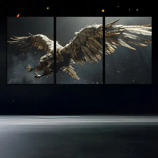 3pcs Flying White Eagle Black & White Metal Print Ready to Hang Art