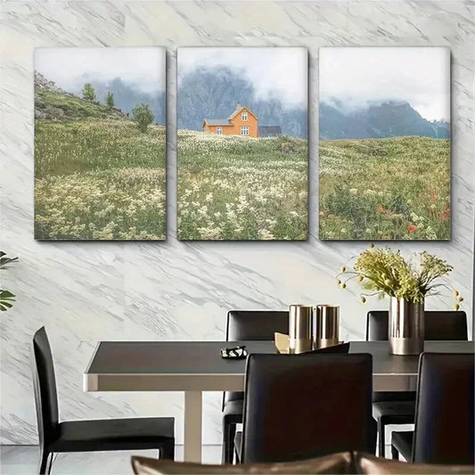3pcs Mountain Flowers National Park Metal Print Ready to Hang Art