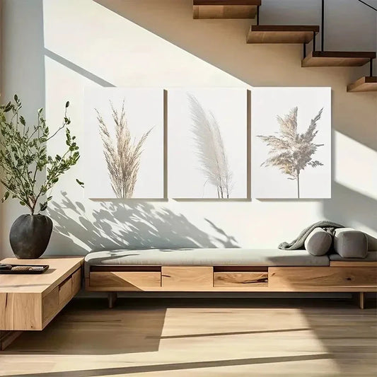 3pcs Minimalist Botanical Modern Wildflower Metal Print Ready to Hang Art