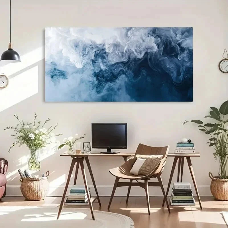Dynamic Flow Atmosphere Serene Wall Art Canvas Office Home Room Framed 80x45cm