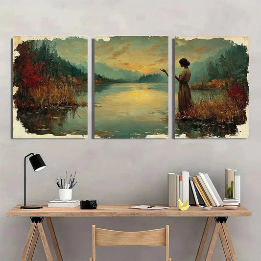 3pcs Vintage Oil Painting Aesthetic Metal Print Ready to Hang Art