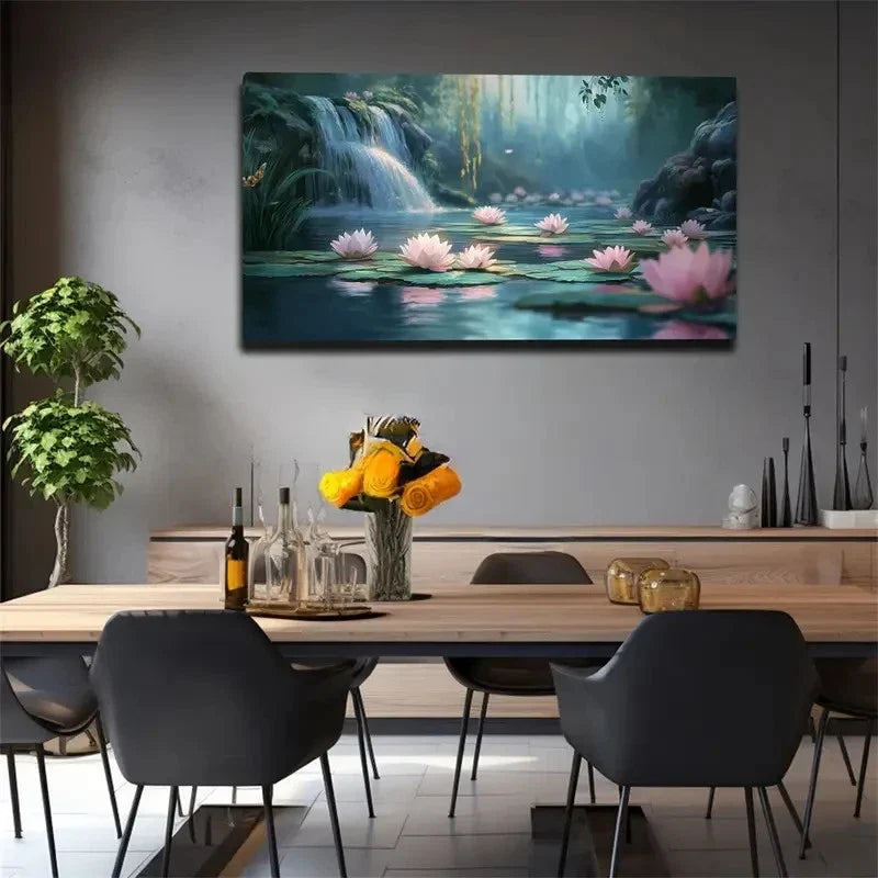 Tranquil Blue & Green Design Wall Art canvas office home room framed 120x60cm