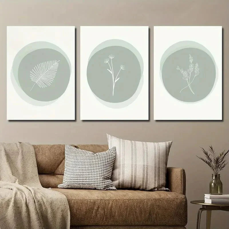 3pcs White & Mint Green Line Accents Wall Art Set Canvas Framed 40x60cm - High Quality Print 100% Australian Made Wall Canvas Ready to Hang