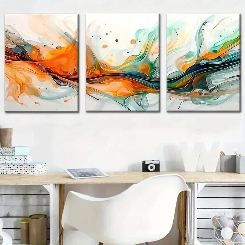 3pcs Abstract Colorful Geometric Decorations Metal Print Ready to Hang Art
