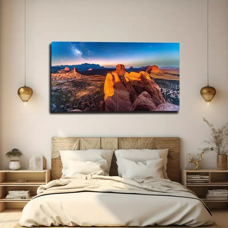 Desert Night Sky Wall Art Canvas Office Home Room Framed 80x45cm