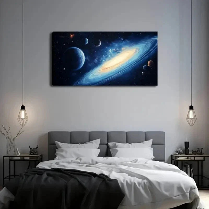Spiral Galaxy Cosmic Scene Wall Art Canvas Office Home Room Framed 120x60cm