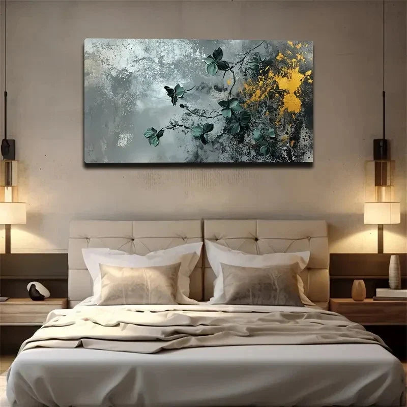 Gray Background With Splashes Wall Art Canvas Office Home Room Framed 120x60cm