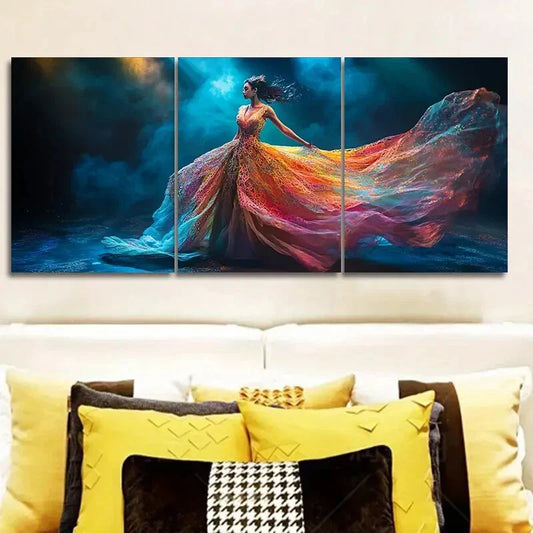 3pcs Girls dancing in the light Metal Print Ready to Hang Art