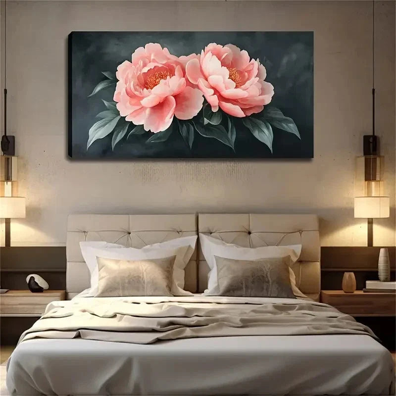 Blooming Pink Flowers Wall Art Canvas Office Home Room Framed 120x60cm