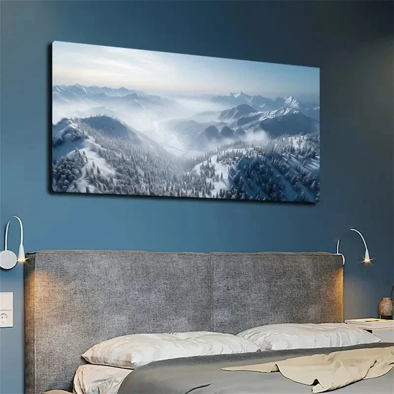 Mountains And Snow Capped Wall Art canvas office home room framed 120x60cm