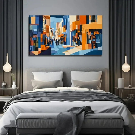 Cubism Street Modern Cost Wall Art Canvas Office Home Room Framed 120x60cm