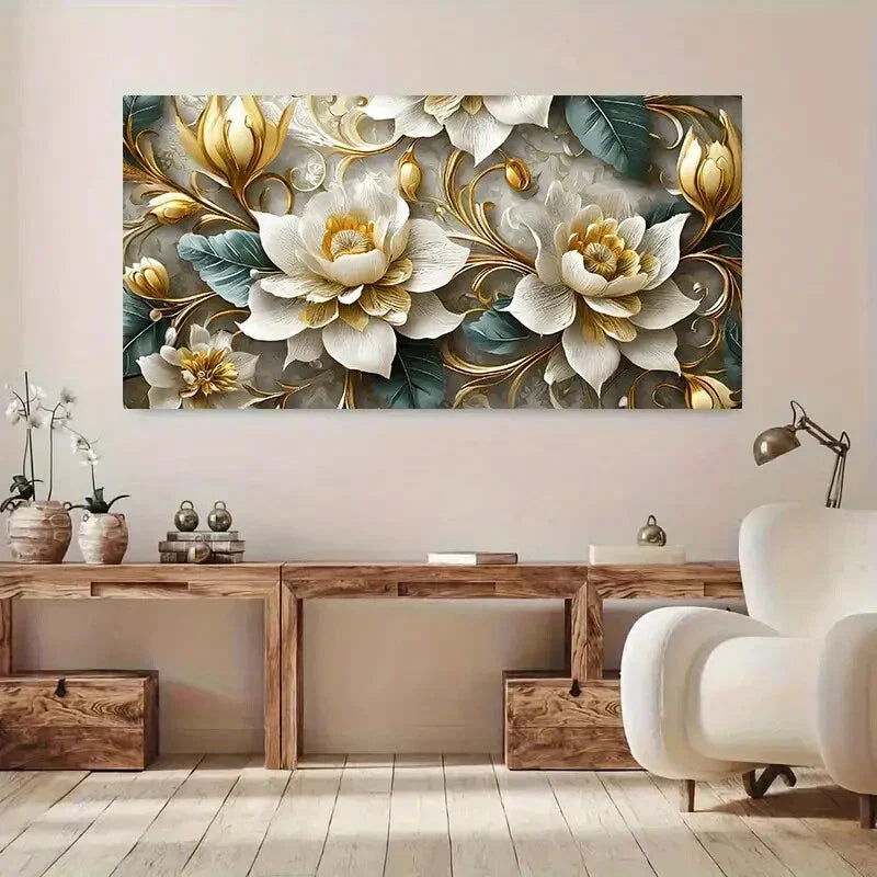 Golden Tree of Life Design Wall Art Canvas Office Home Room Framed 120x60cm