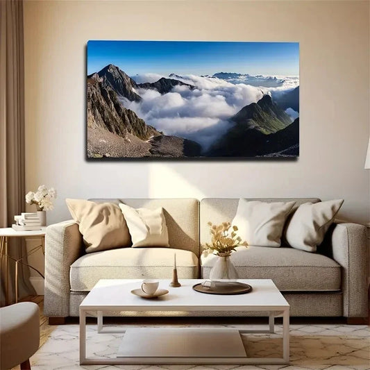 Mountain Valley Mist & Fog Wall Art Canvas Office Home Room Framed 120x60cm