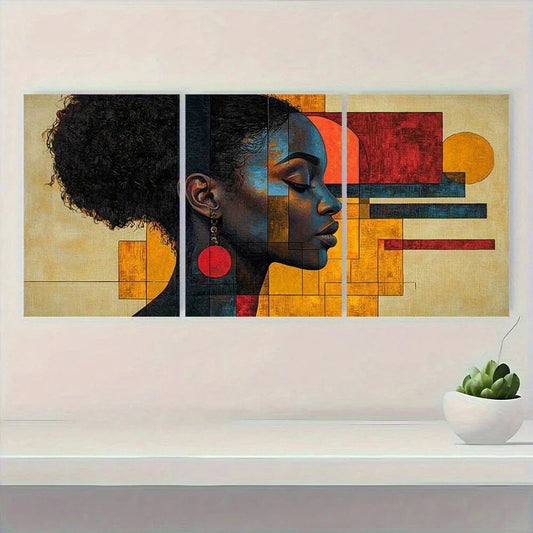 3pcs Vibrant Geometric & Floral Design Metal Print Ready to Hang Art