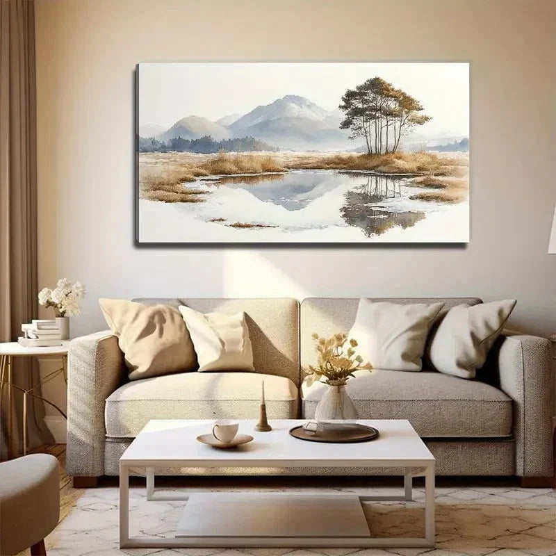 Serene Landscape Desert Wall Art Canvas Office Home Room Framed 80x45cm