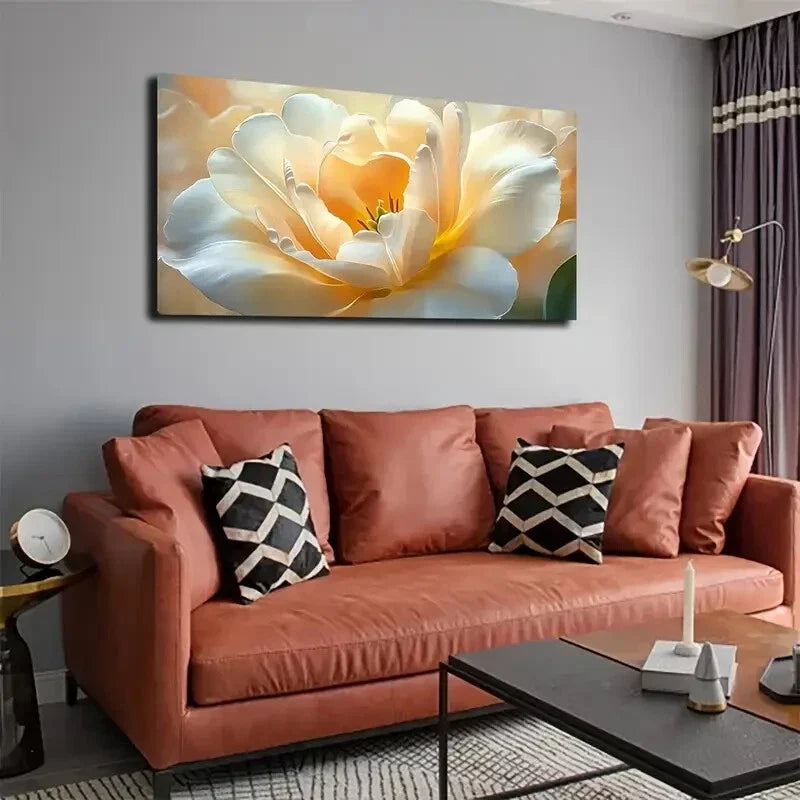 Elegant White & Yellow Gradient Wall Art Canvas Office Home Room Framed 120x60cm