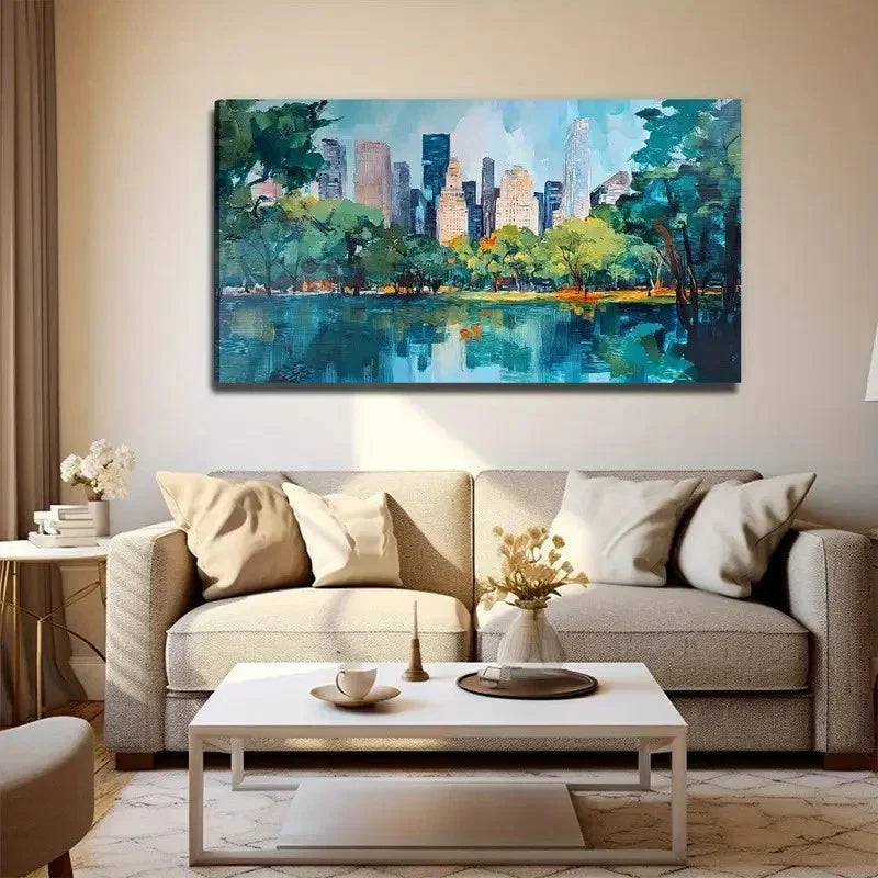 Cityscape Modern Perfect Wall Art Canvas Office Home Room Framed 80x45cm