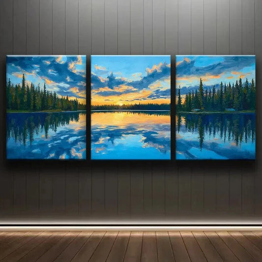 3pcs Colorful Lakes of Alaska Scenery Perfect Wall Art Set Canvas Framed 40x60cm - High Quality Print 100% Australian Made Wall Canvas Ready to Hang