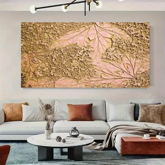Golden & Pink Accents Realistic Wall Art Canvas Office Home Room Framed 120x60cm