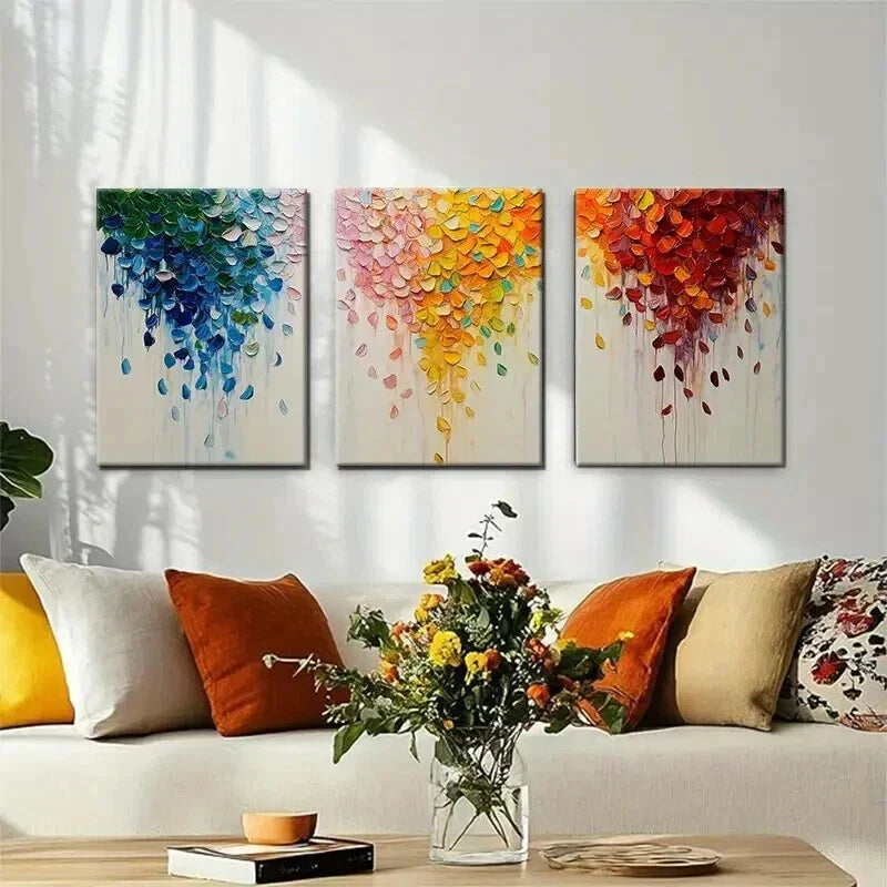 3pcs Vibrant Flower Petals Abstract Perfect Wall Art Set Canvas Framed 40x60cm - High Quality Print 100% Australian Made Wall Canvas Ready to Hang
