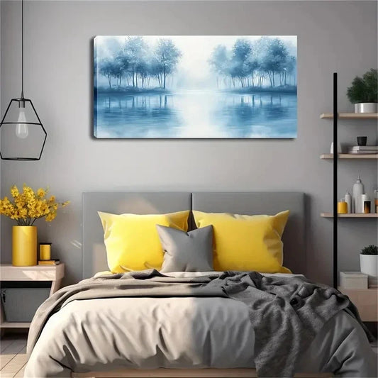 Mainly In Blue And White Tones Wall Art Canvas Office Home Room Framed 120x60cm
