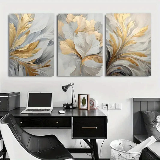 3pcs Modern Abstract Murals Nordic Metal Print Ready to Hang Art